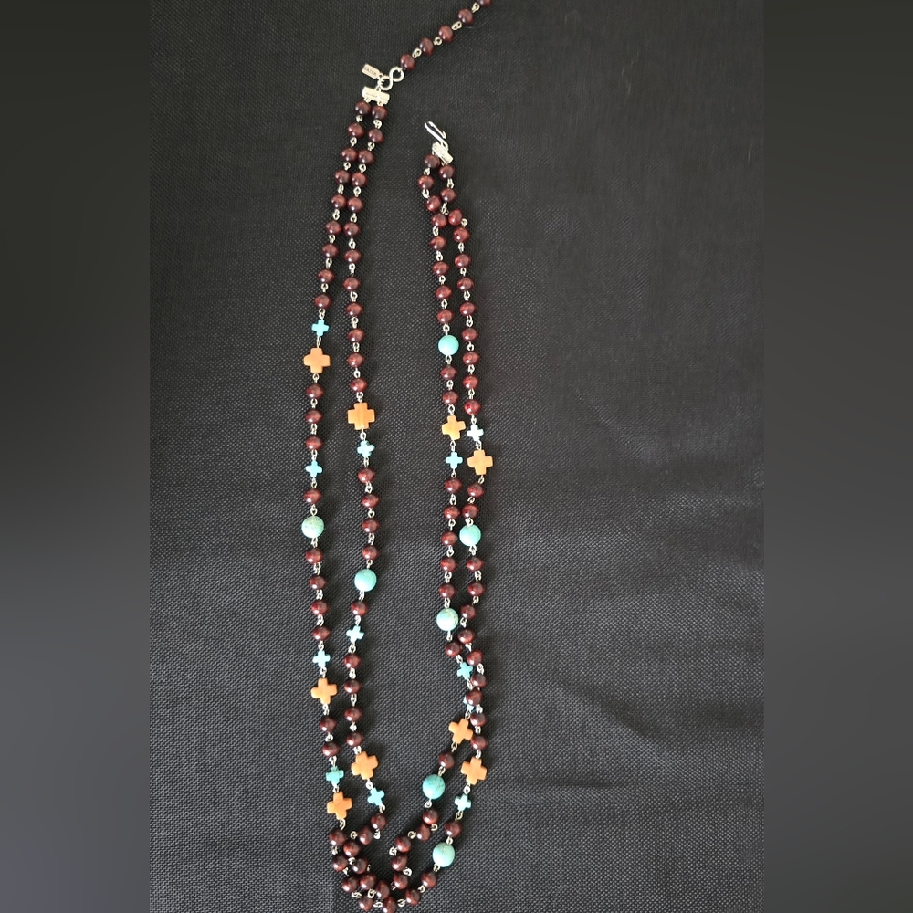 "Faith" Beaded Necklace-double Stranded. 15" Long